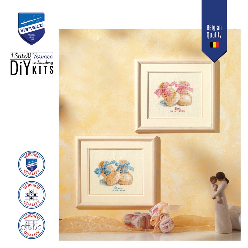 Vervaco Counted Cross Stitch Kit Baby Shoes 6.4" x 7.6" - Image 5